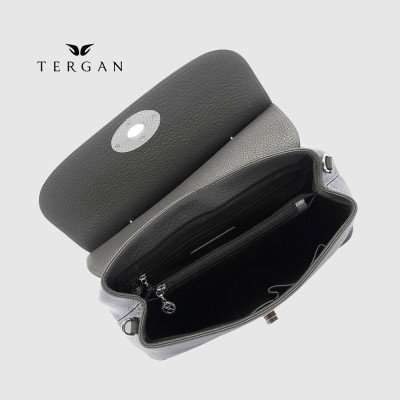 Сумка женская кожаная TERGAN 79121 Стильная Средняя с ремнем через плечо GRI FLOATER Чр