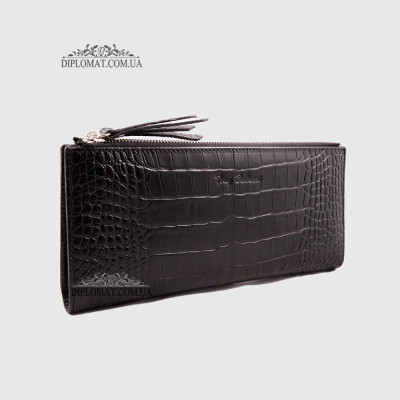 Кошелек-Клатч женский TONY BELLUCCI T-860 С двумя отделениями на молнии 356 BLACK Croco Черный Черный