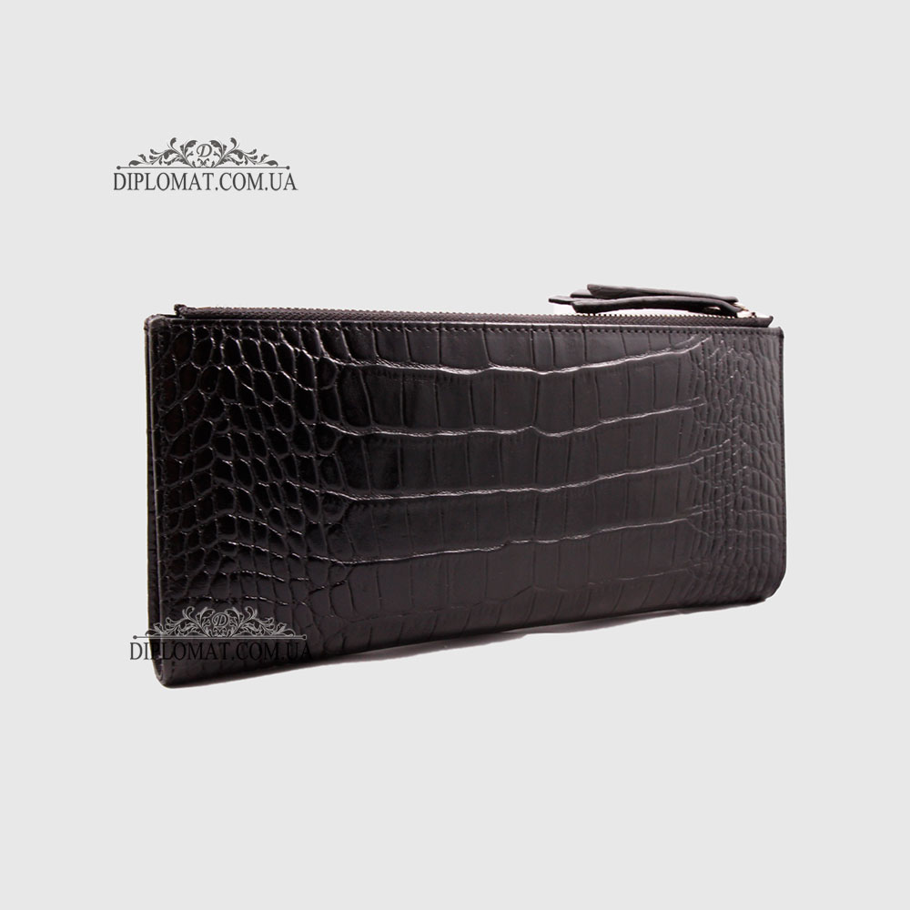 Кошелек-Клатч женский TONY BELLUCCI T-860 С двумя отделениями на молнии 356 BLACK Croco Черный Черный