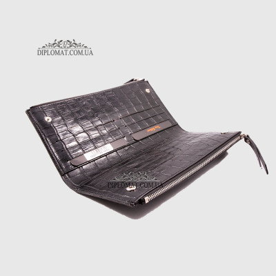 Кошелек-Клатч женский TONY BELLUCCI T-860 С двумя отделениями на молнии 356 BLACK Croco Черный Черный