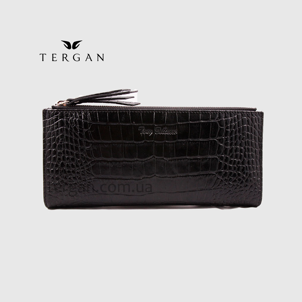 Кошелек-Клатч женский TONY BELLUCCI T-860 С двумя отделениями на молнии 356 BLACK Croco Черный Черный