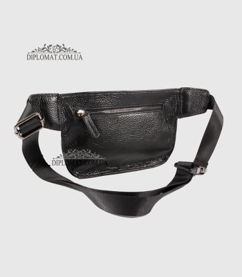 Поясная мужская сумка REFORM 2509 Кожаная45 Black