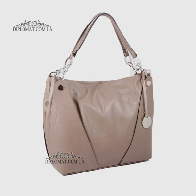 Сумка Женская Кожаная Ручка на плечо Кожаная с цепочкой BELLINI Monteriggioni V0033  BROWN smooth Коричневый
