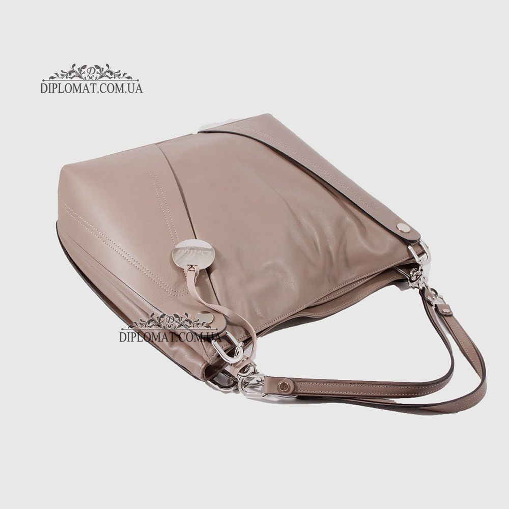 Сумка Женская Кожаная Ручка на плечо Кожаная с цепочкой BELLINI Monteriggioni V0033  BROWN smooth Коричневый
