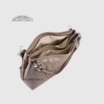 Сумка Женская Кожаная Ручка на плечо Кожаная с цепочкой BELLINI Monteriggioni V0033  BROWN smooth Коричневый