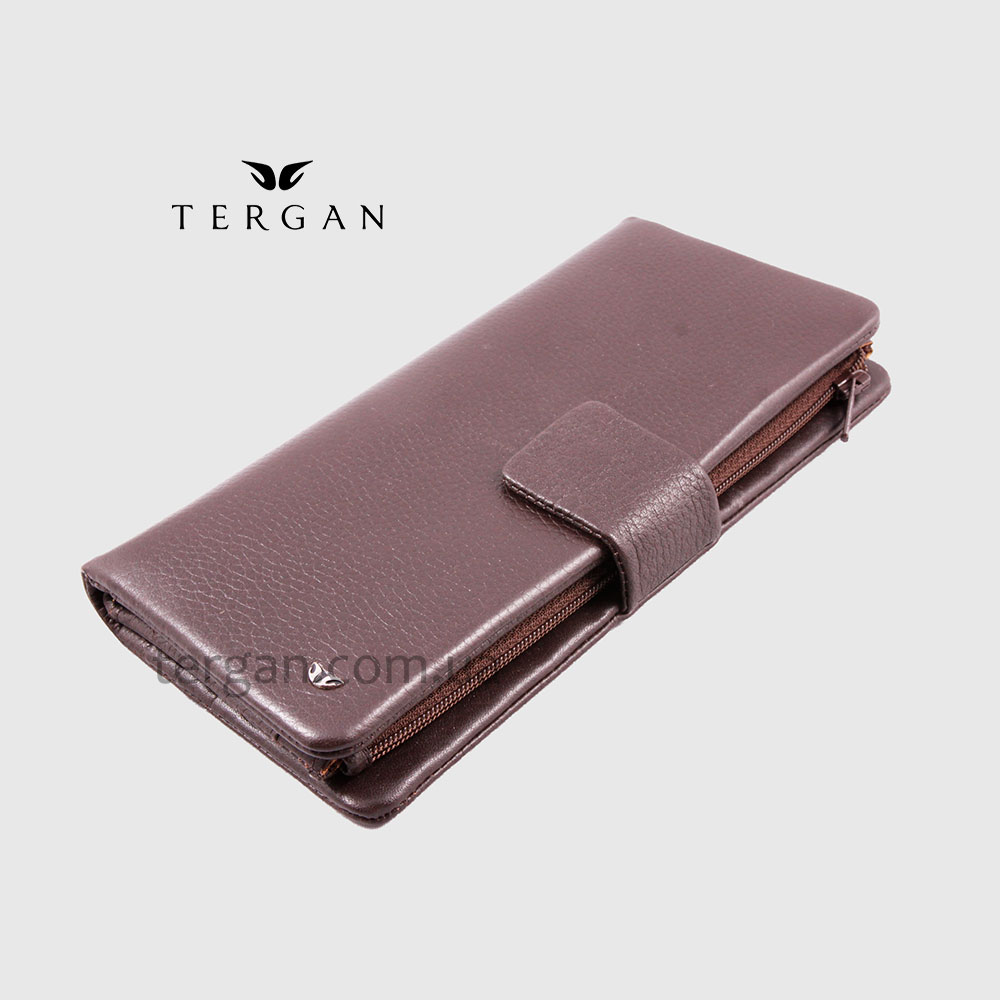 Кошелек Клатч TERGAN 5727 Кожаный с отделением для телефона и под прямую купюру  KAHVE LATIGO Темно Коричневый