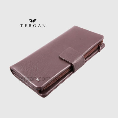 Кошелек Клатч TERGAN 5727 Кожаный с отделением для телефона и под прямую купюру  KAHVE LATIGO Темно Коричневый