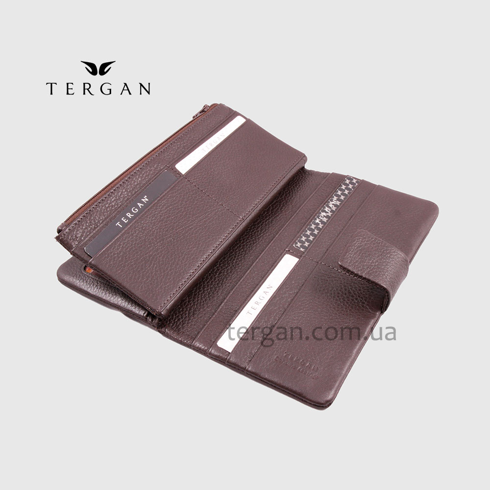 Кошелек Клатч TERGAN 5727 Кожаный с отделением для телефона и под прямую купюру  KAHVE LATIGO Темно Коричневый