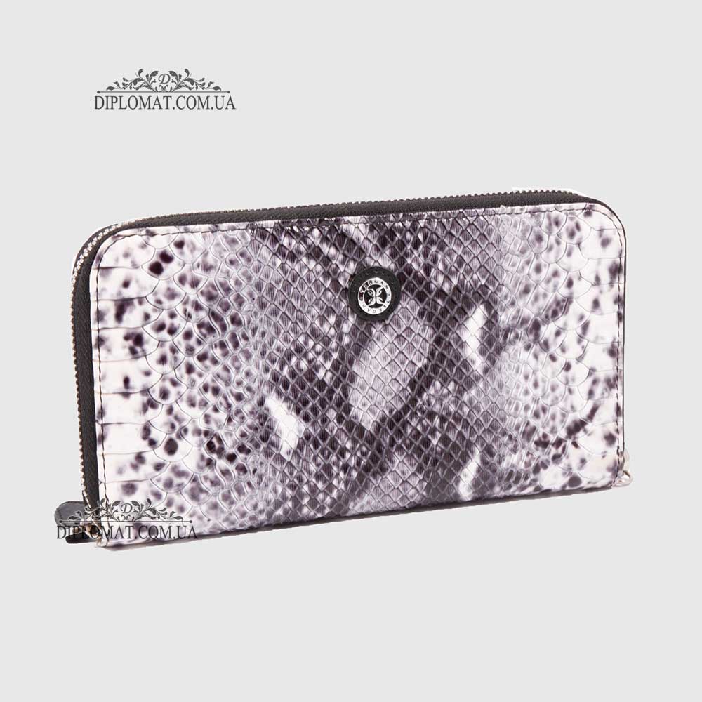 Кошелек Клатч TERGAN 5734 на молнии кожаный  BEYAZ ANACONDA / SIYAH RUSTIC