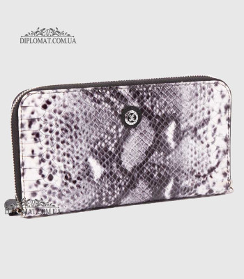 Кошелек-клатч кожаный на молнии TERGAN 5734 BEYAZ ANACONDA / SIYAH RUSTIC