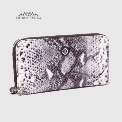 Кошелек Клатч TERGAN 5734 на молнии кожаный  BEYAZ ANACONDA / SIYAH RUSTIC