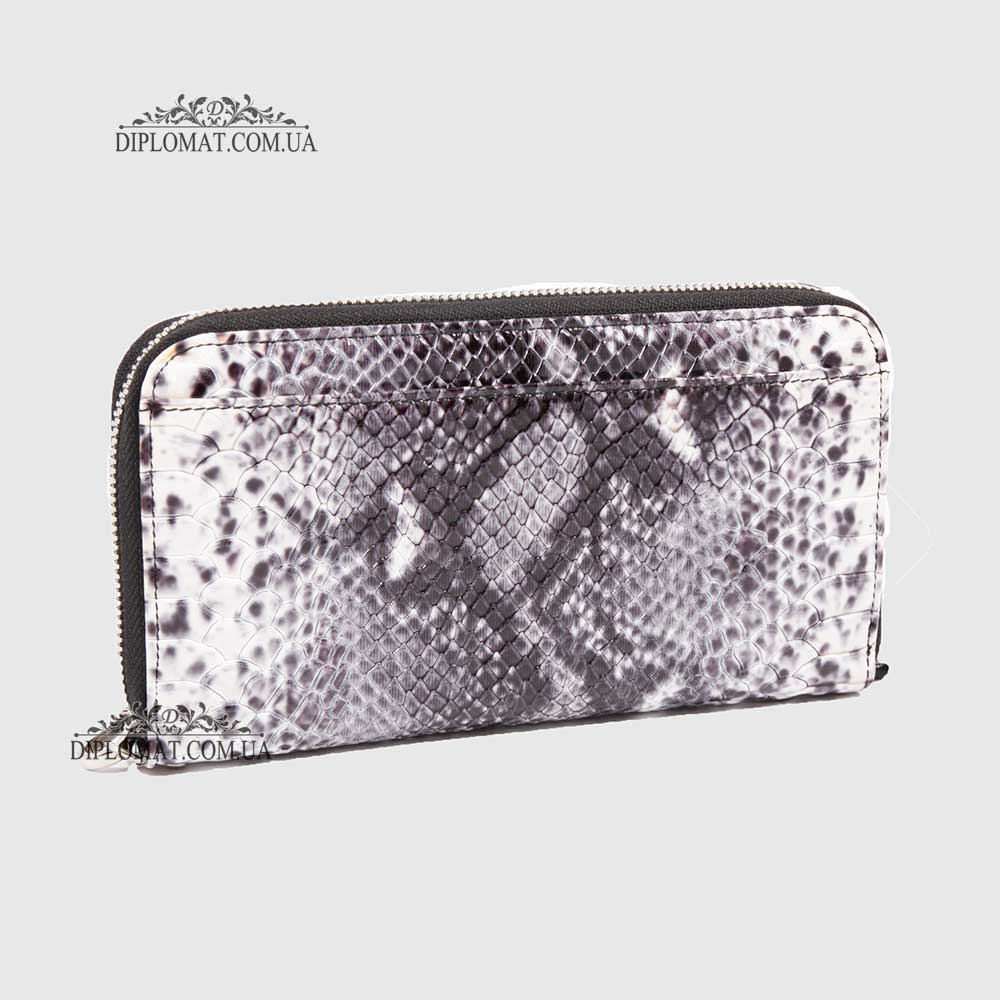 Кошелек Клатч TERGAN 5734 на молнии кожаный  BEYAZ ANACONDA / SIYAH RUSTIC