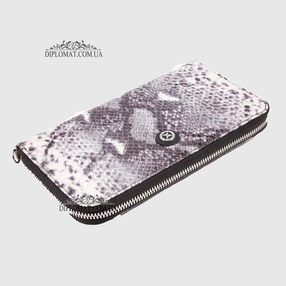 Кошелек Клатч TERGAN 5734 на молнии кожаный  BEYAZ ANACONDA / SIYAH RUSTIC