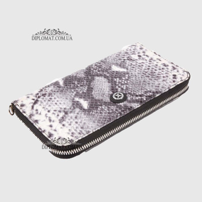 Кошелек Клатч TERGAN 5734 на молнии кожаный  BEYAZ ANACONDA / SIYAH RUSTIC