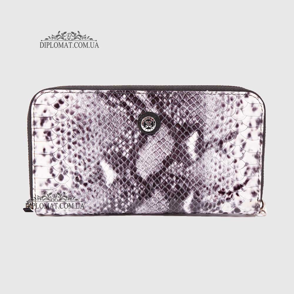 Кошелек Клатч TERGAN 5734 на молнии кожаный  BEYAZ ANACONDA / SIYAH RUSTIC