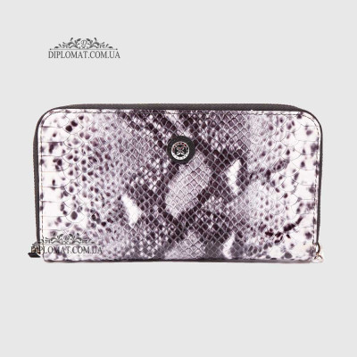 Кошелек Клатч TERGAN 5734 на молнии кожаный  BEYAZ ANACONDA / SIYAH RUSTIC
