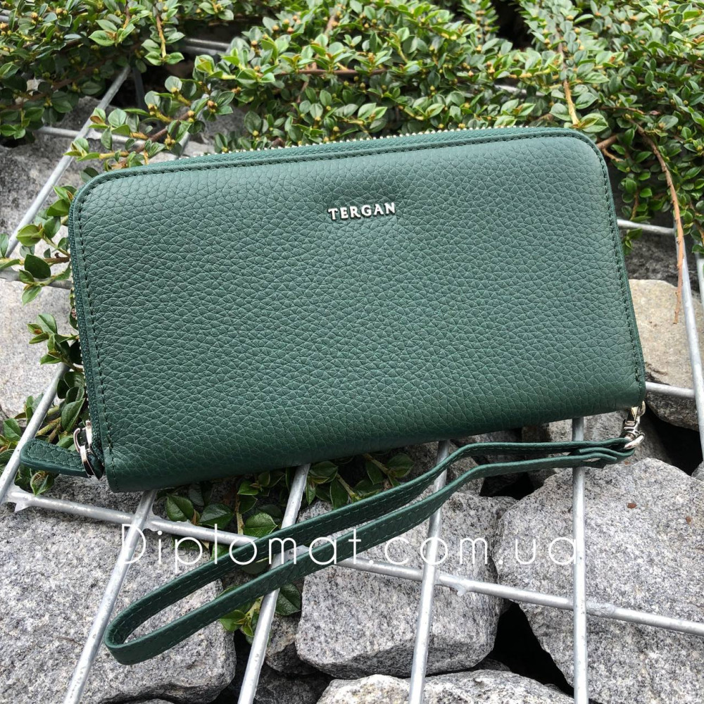 Кошелек Клатч TERGAN 5734 Кожаный На металлической молнии   YESIL FLOATER Зеленый