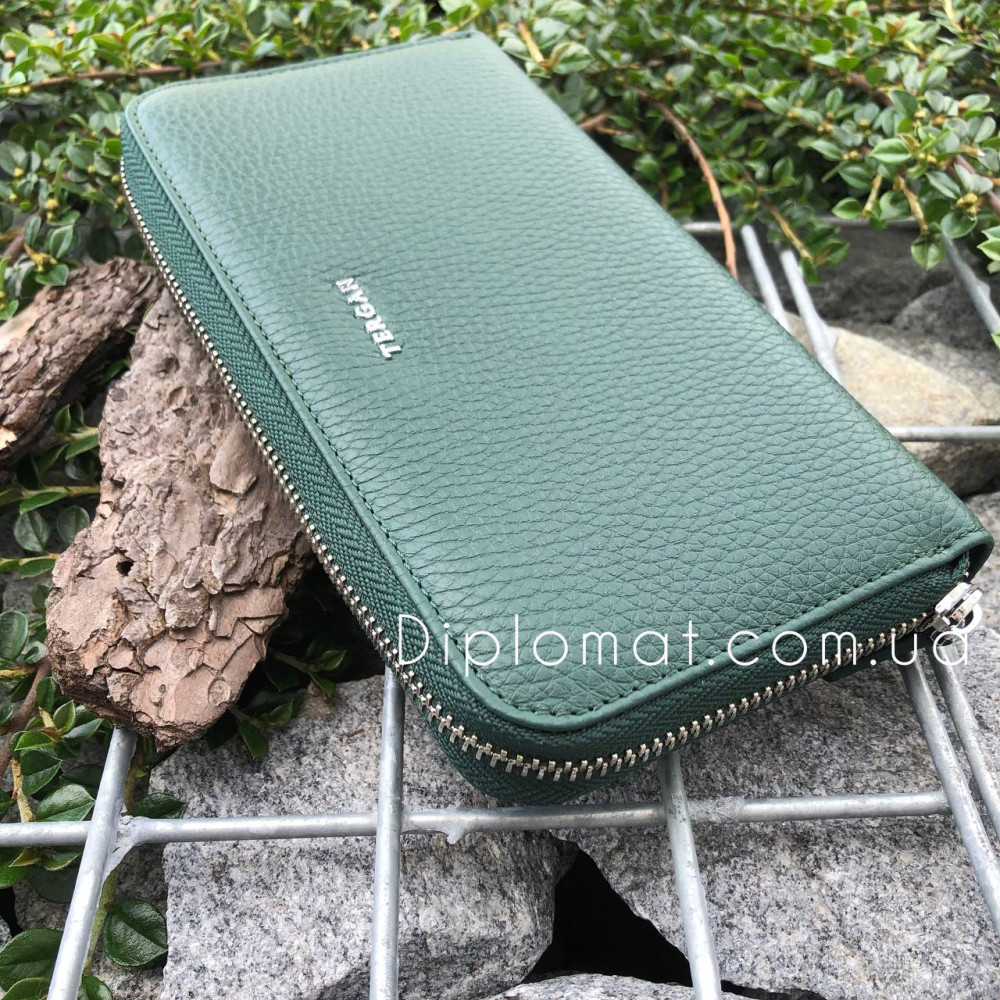 Кошелек Клатч TERGAN 5734 Кожаный На металлической молнии   YESIL FLOATER Зеленый