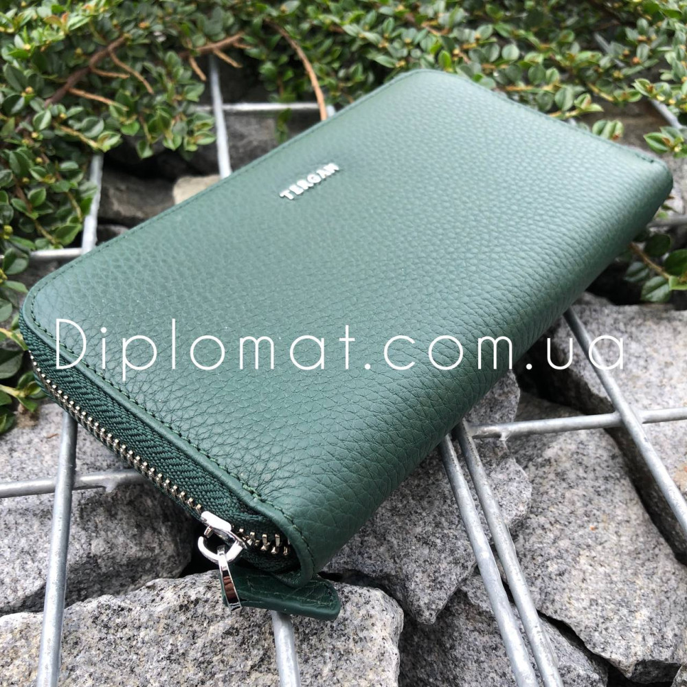 Кошелек Клатч TERGAN 5734 Кожаный На металлической молнии   YESIL FLOATER Зеленый