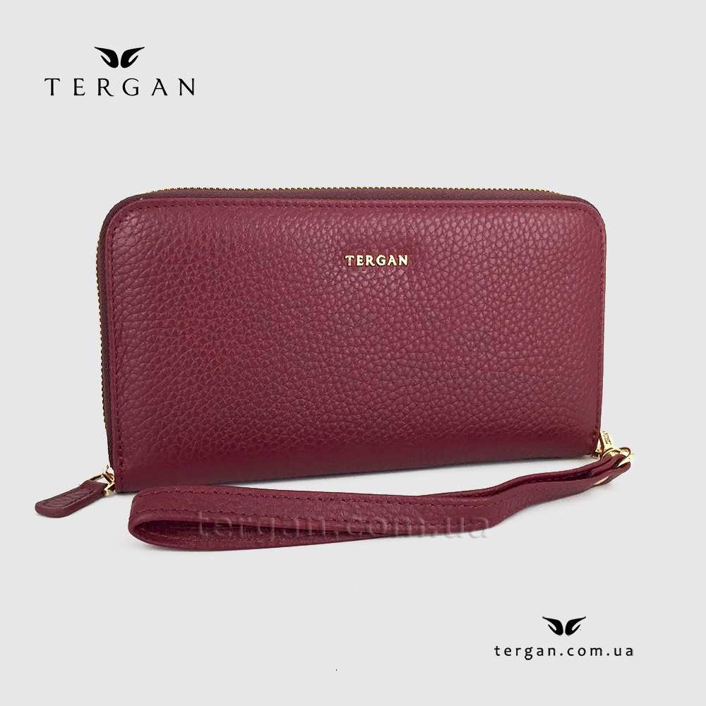 Кошелек Клатч TERGAN 5734 на молнии кожаный  BORDO FLOATER Красный