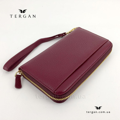 Кошелек Клатч TERGAN 5734 на молнии кожаный  BORDO FLOATER Красный