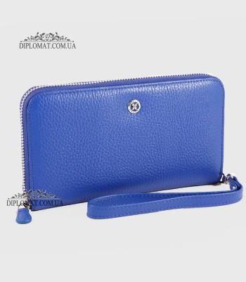 Кошелек-клатч кожаный на молнии TERGAN 5734 SAKS MAVI FLOATER Синий