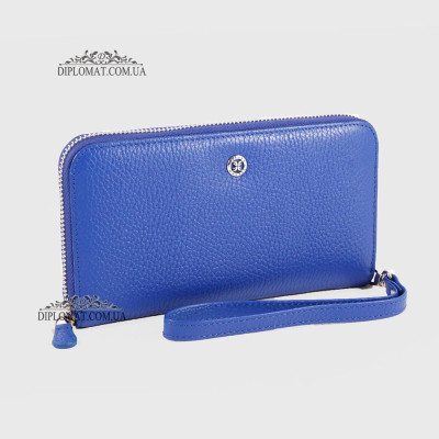 Кошелек Клатч TERGAN 5734 на молнии кожаный  SAKS MAVI FLOATER Синий