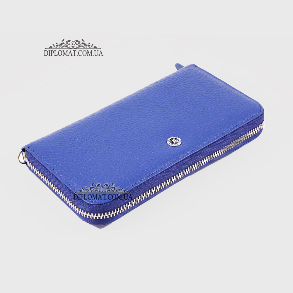 Кошелек Клатч TERGAN 5734 на молнии кожаный  SAKS MAVI FLOATER Синий