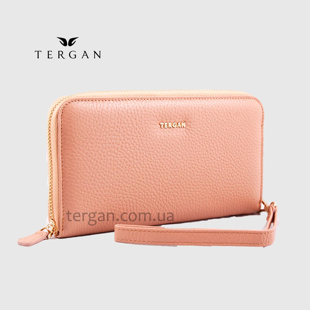 Кошелек Клатч TERGAN 5734 на молнии кожаный  NUDE FLOATER Пудра