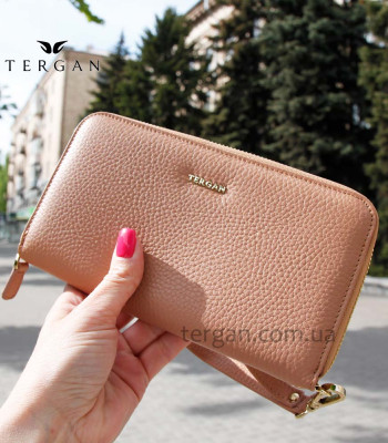 Кошелек-клатч кожаный на молнии TERGAN 5734 NUDE FLOATER