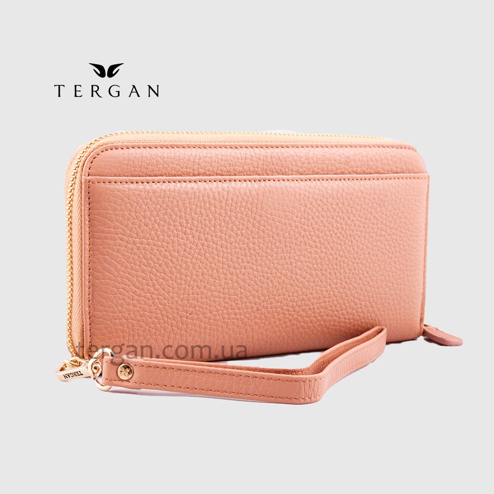 Кошелек Клатч TERGAN 5734 на молнии кожаный  NUDE FLOATER Пудра