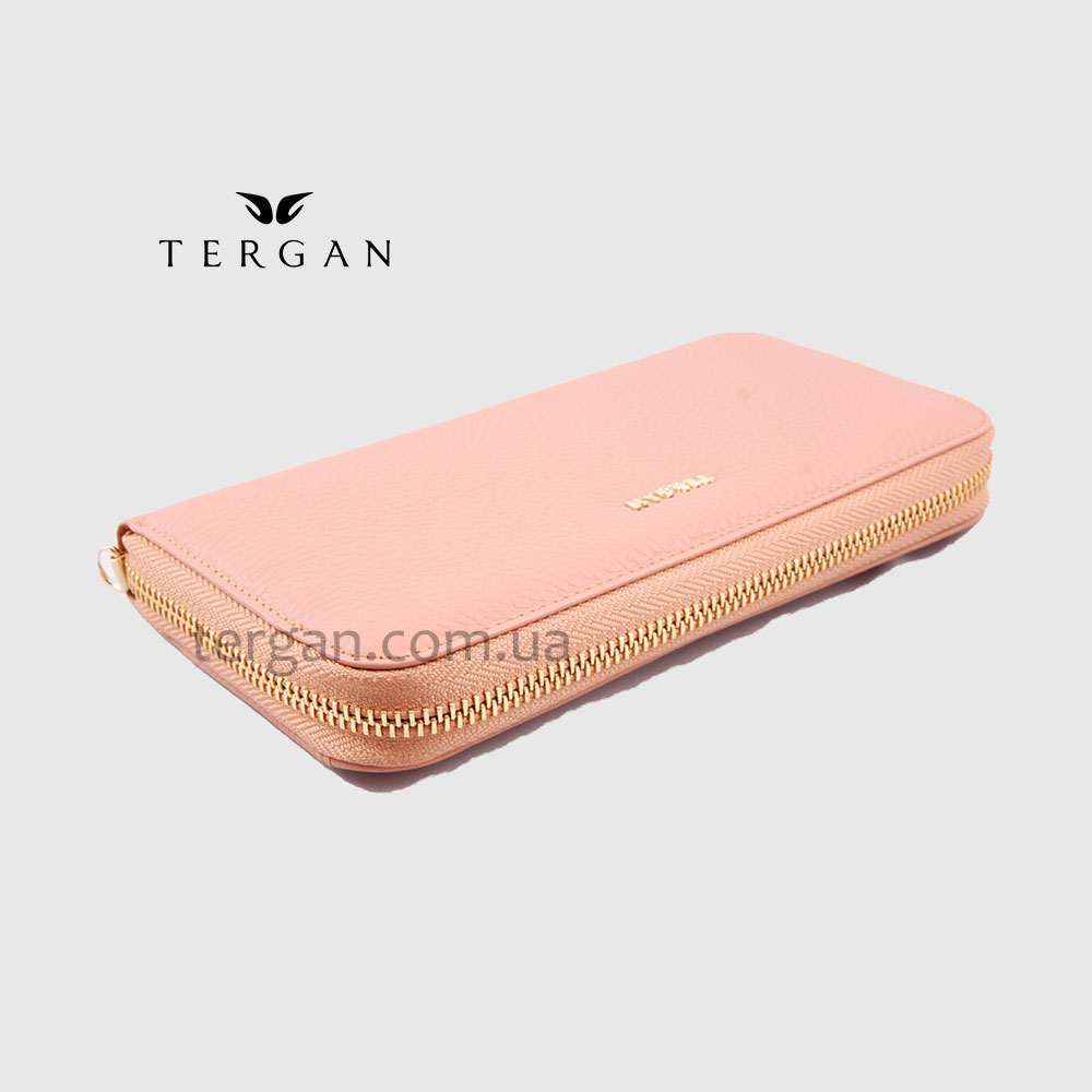 Кошелек Клатч TERGAN 5734 на молнии кожаный  NUDE FLOATER Пудра