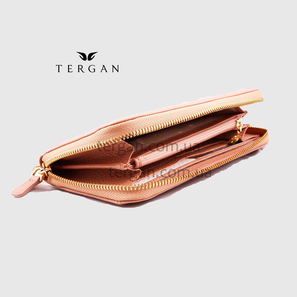 Кошелек Клатч TERGAN 5734 на молнии кожаный  NUDE FLOATER Пудра