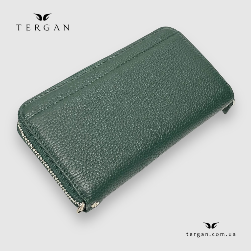 Кошелек-клатч кожаный на молнии TERGAN 5734  KOYU YESIL FLOATER