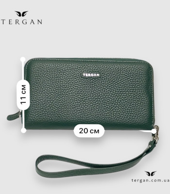 Кошелек-клатч кожаный на молнии TERGAN 5734 KOYU YESIL FLOATER