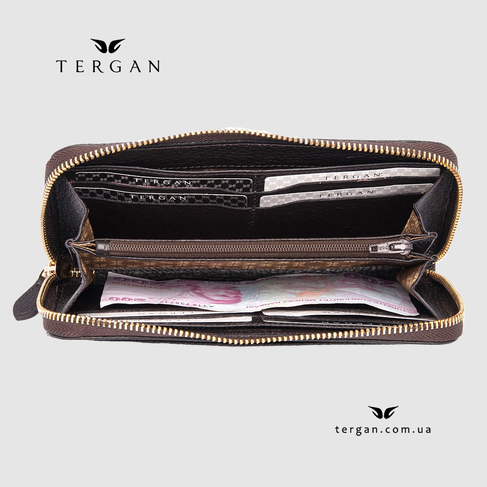 Кошелек Клатч TERGAN 5734 на молнии кожаный  KAHVE FLOATER