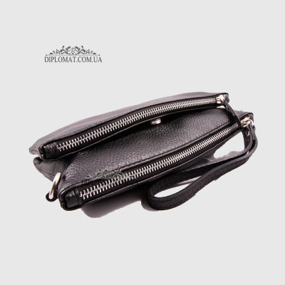 Сумка-Клатч женская EMANUELA FERRETTI 1512 На два отделения на металлической молнии  BLACK floater Черный