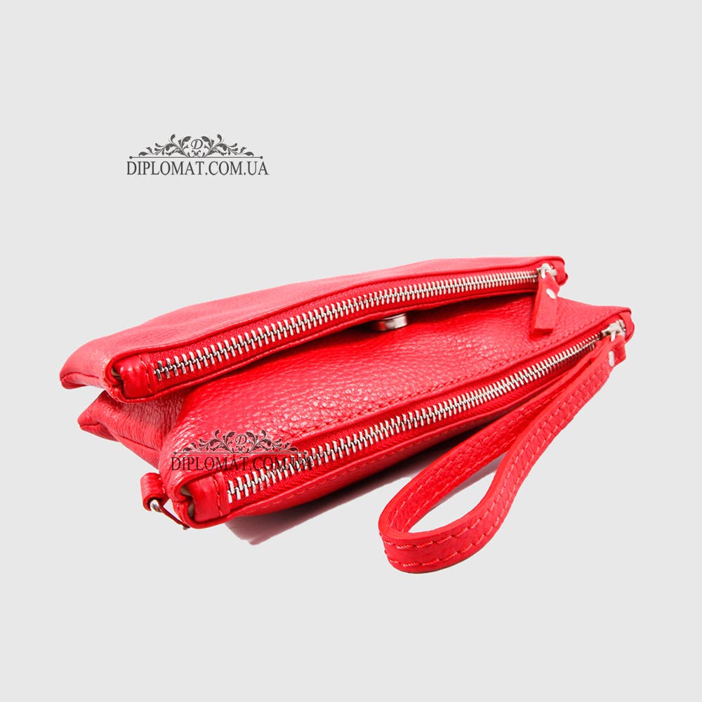 Сумка-Клатч женская EMANUELA FERRETTI 1512 На два отделения на металлической молнии  RED floater Красный/Розовый