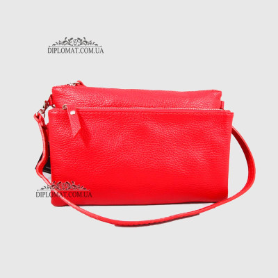 Сумка-Клатч женская EMANUELA FERRETTI 1512 На два отделения на металлической молнии  RED floater Красный/Розовый