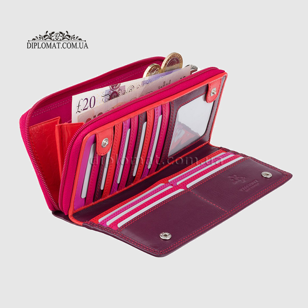 Кошелек женский кожаный VISCONTI RB55 Honolulu c RFID  Plum Multi  Сиреневый