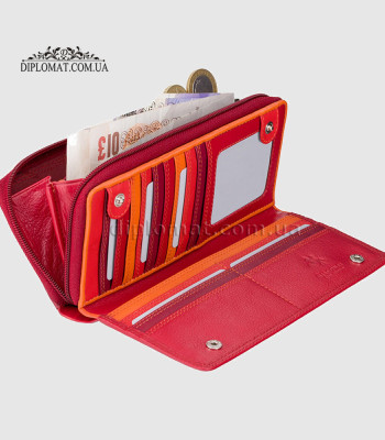 Кошелек женский кожаный VISCONTI RB55 Honolulu c RFID Red/Multi