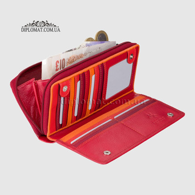 Кошелек женский кожаный VISCONTI RB55 Honolulu c RFID  Red/Multi Красный Мультиколор