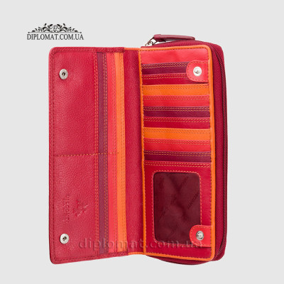 Кошелек женский кожаный VISCONTI RB55 Honolulu c RFID  Red/Multi Красный Мультиколор