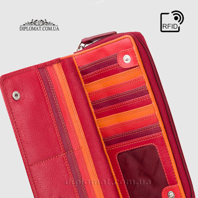 Кошелек женский кожаный VISCONTI RB55 Honolulu c RFID  Red/Multi Красный Мультиколор