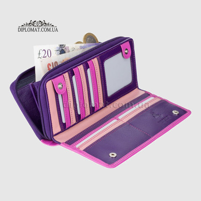 Кошелек женский кожаный VISCONTI RB55 Honolulu c RFID  Berry Multi  Розовый