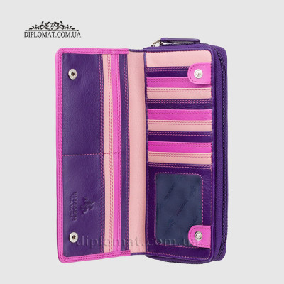 Кошелек женский кожаный VISCONTI RB55 Honolulu c RFID  Berry Multi  Розовый