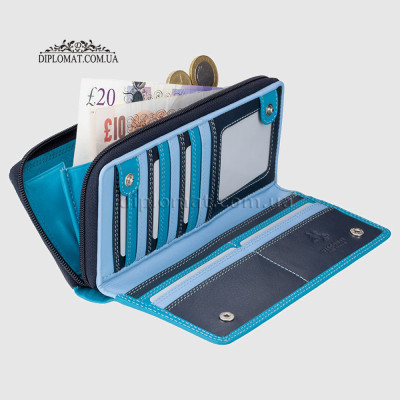 Кошелек женский кожаный VISCONTI RB55 Honolulu c RFID  Blue Multi  Голубой Мультиколор