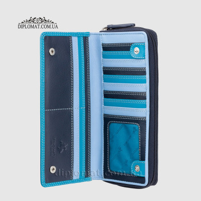 Кошелек женский кожаный VISCONTI RB55 Honolulu c RFID  Blue Multi  Голубой Мультиколор