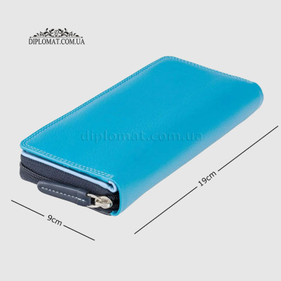 Кошелек женский кожаный VISCONTI RB55 Honolulu c RFID  Blue Multi  Голубой Мультиколор