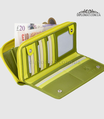 Кошелек женский кожаный VISCONTI RB55 Honolulu c RFID Lime Multi